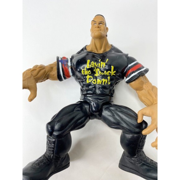 1999 WWF Jakks The Rock "Layin' the Smack Down" Maximum Sweat Series 3 Figure - Picture 11 of 11